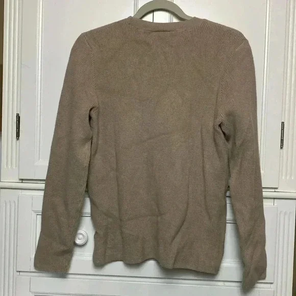 FIGS Loungewear Long Sleeve Ribbed Knit Pullover Sweater Latte Beige Size Medium - Picture 2 of 12